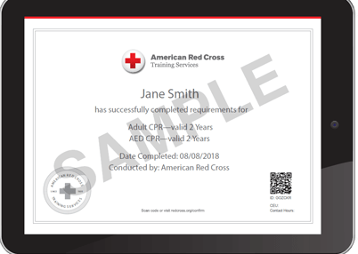 Sample American Red Cross BLS CPR Card Certification